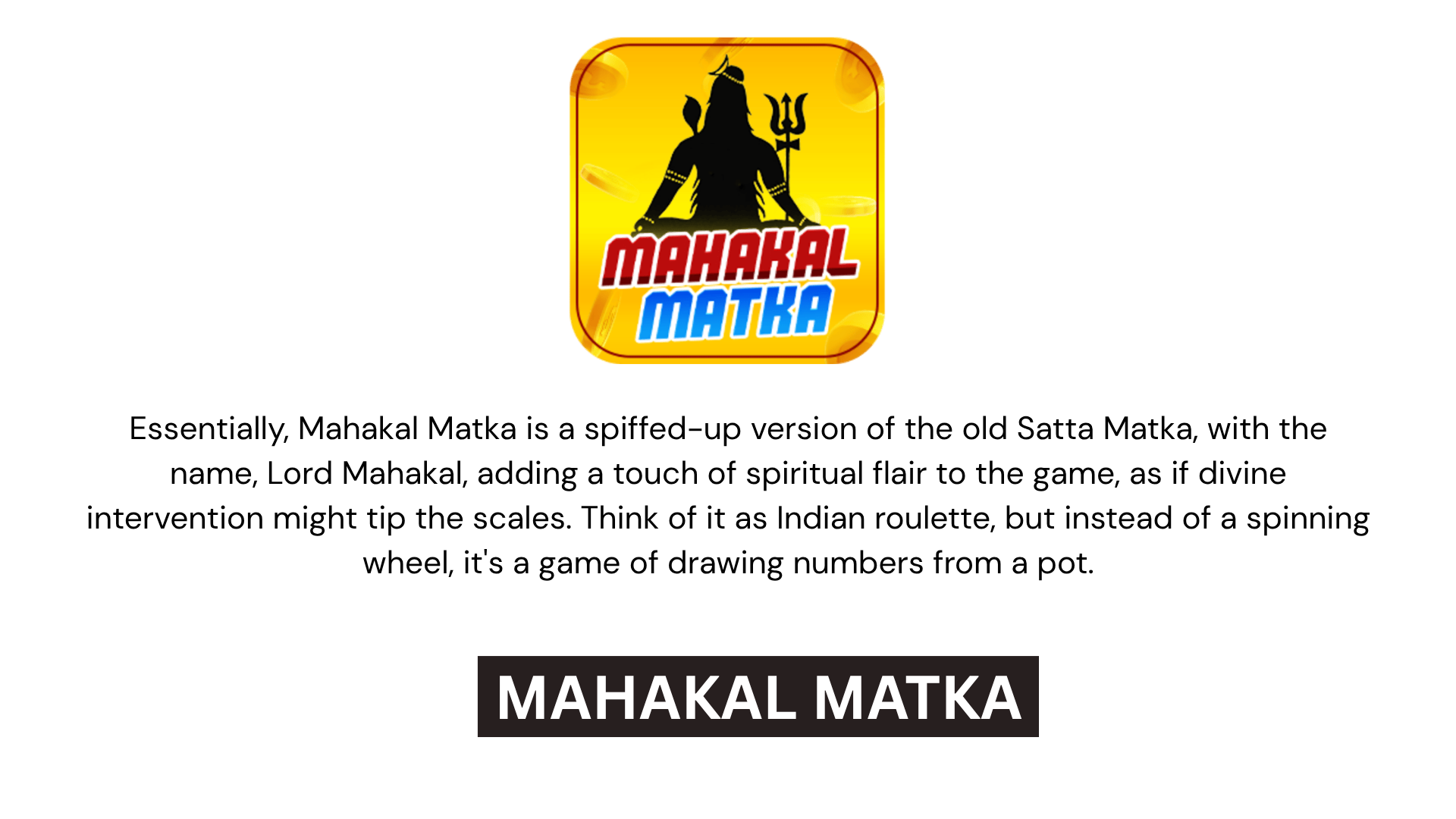 Mahakal Matka - The best Satta Matka game official website